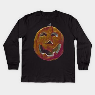 Laughing Grinning Pumpkin Kids Long Sleeve T-Shirt